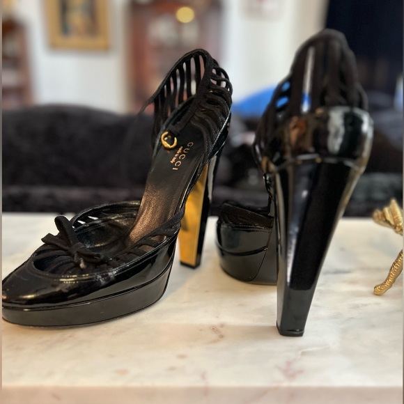 Gucci Black Patent Suede Heels size 8 - Picture 5 of 8